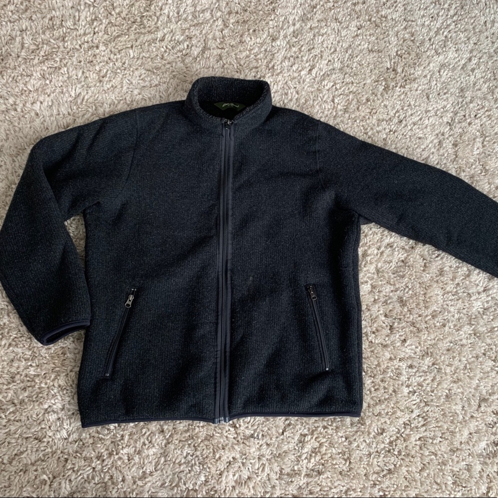 Eddie Bauer full zip heavyweight knit jacket.